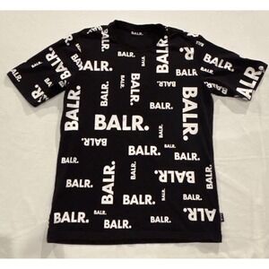 BALR. Black All-Over Logo‎ T-Shirt Men L Football/Soccer Designer Streetwear